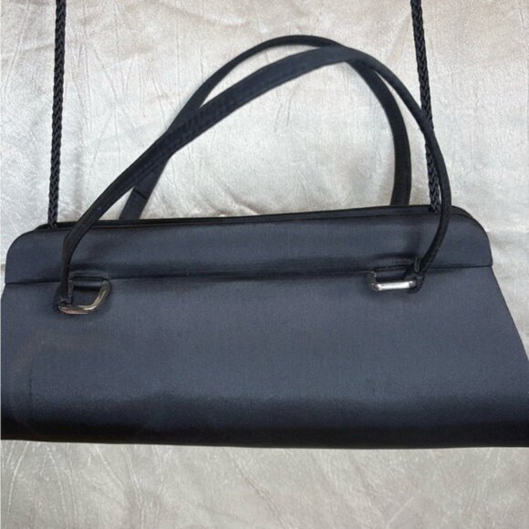 La Regale Black Evening Clutch Purse Hand Crossbody Shoulder Bag - Picture 3 of 9